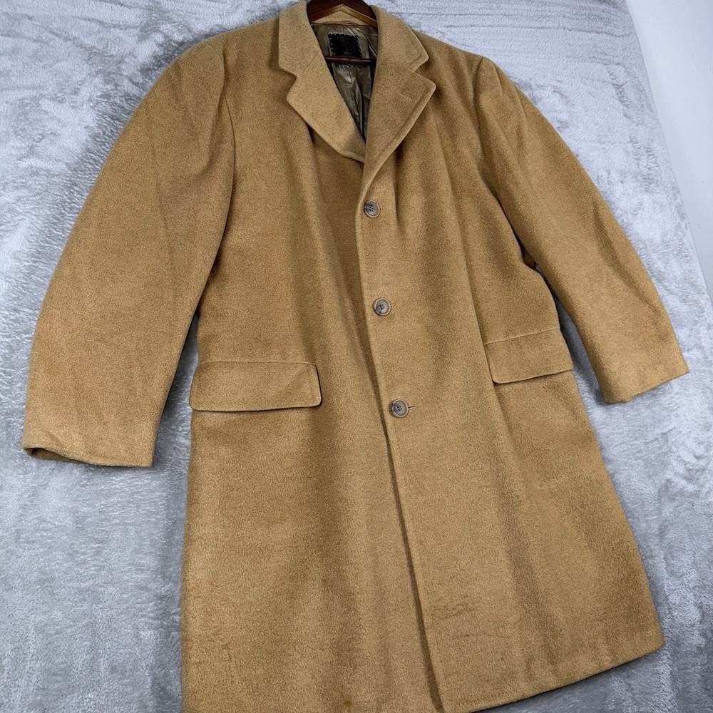Varsity Town Clothes ORIENTAL CASHMERE Overcoat Top Coat 46R Golden Brown VTG - Picture 2 of 15